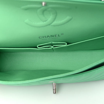 Chanel Caviar Chevron Quilted Medium Double Flap Green 4 of 9