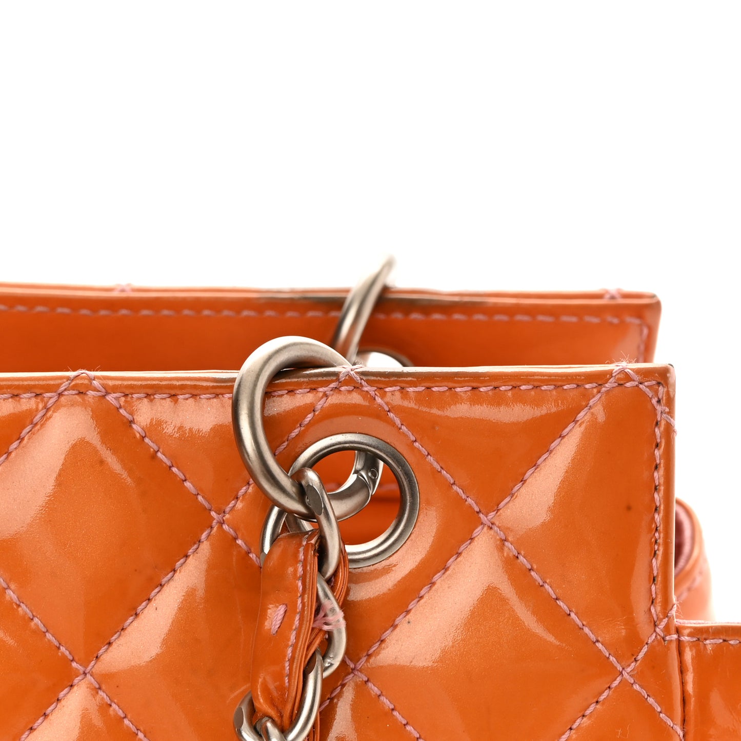 Patent Quilted Petit Timeless Shopping Tote PTT Orange