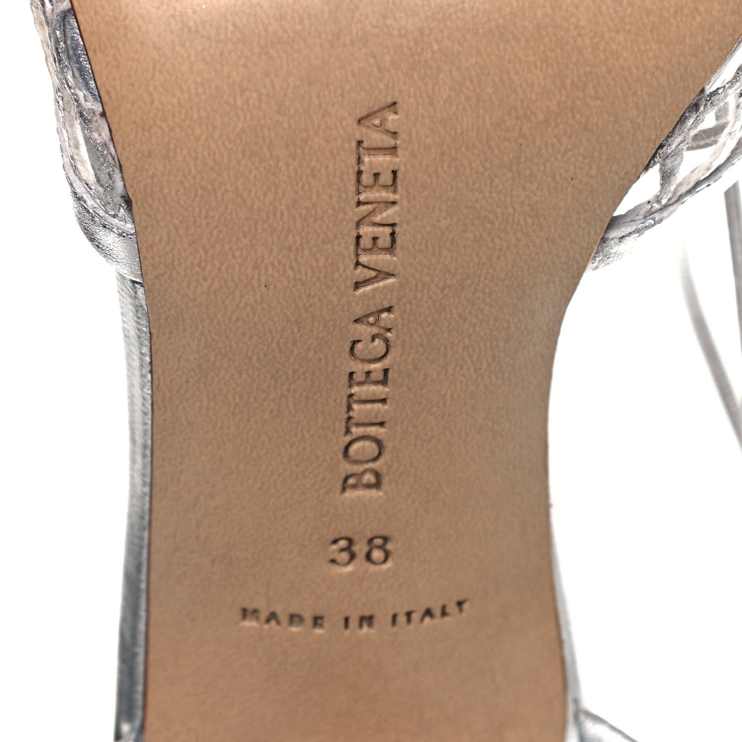 Bottega Veneta Mesh Metallic Nappa Stretch Ankle Tie Sandals 38 Silver 6 of 8