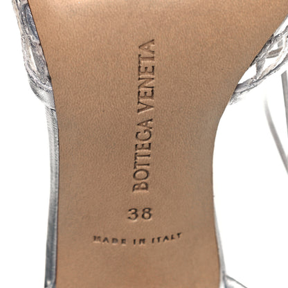Bottega Veneta Mesh Metallic Nappa Stretch Ankle Tie Sandals 38 Silver 6 of 8