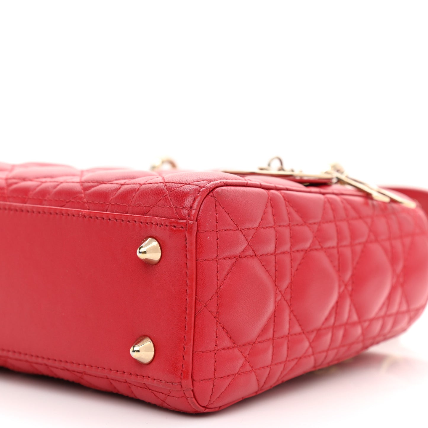 Lambskin Cannage Small Lucky Badges My Lady Dior Red