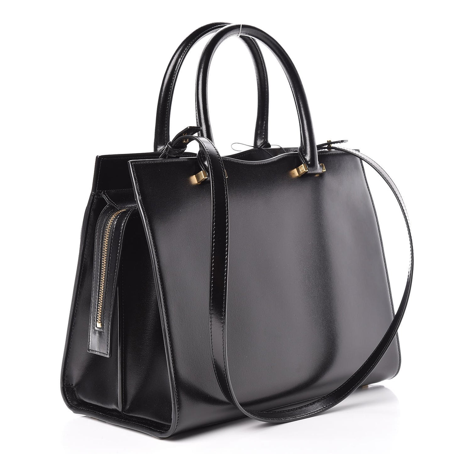Shiny Calfskin Medium Uptown Tote Black