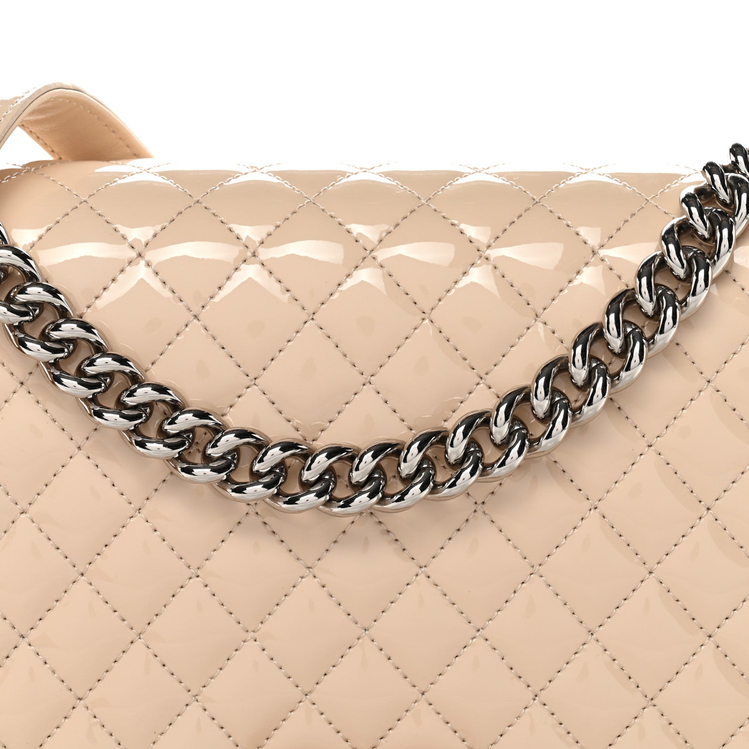 Chanel Patent Calfskin Quilted New Medium Plexiglass Boy Flap Beige 8 of 12