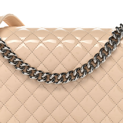 Chanel Patent Calfskin Quilted New Medium Plexiglass Boy Flap Beige 8 of 12