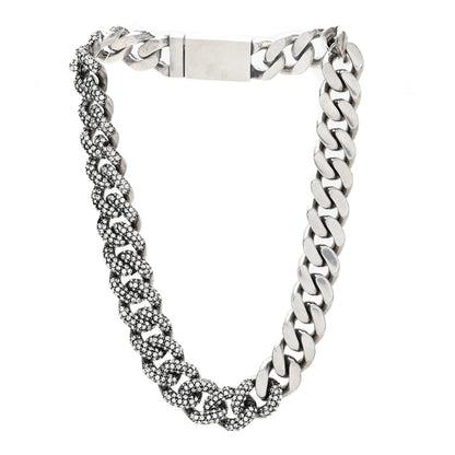 Saint Laurent Crystal Curb Chain Necklace Oxidized Silver Oxidized Silver 3 of 4