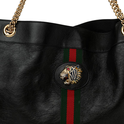 Gucci Calfskin Maxi Rajah Chain Tote Black 9 of 12