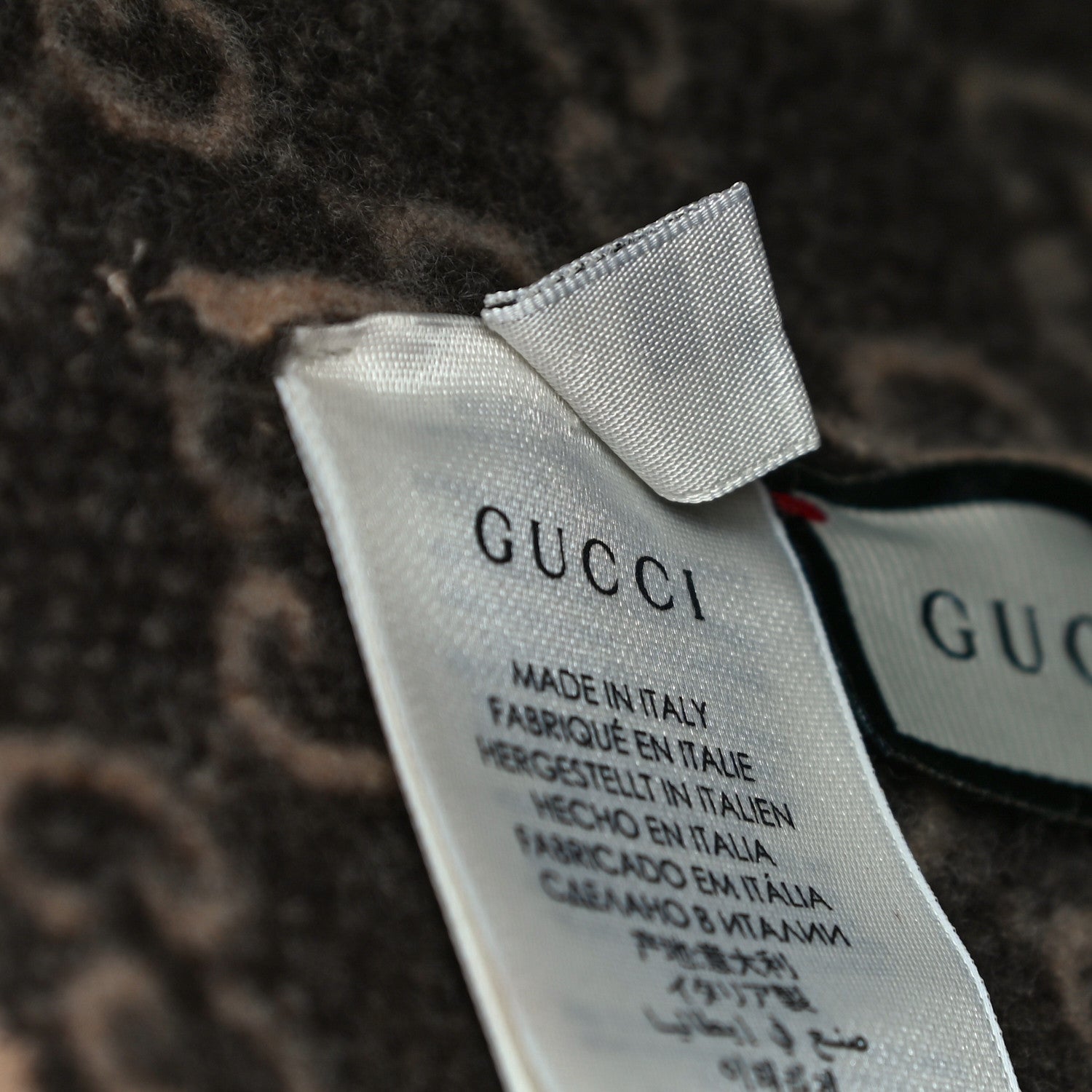 Gucci Wool GG Monogram Fog Tricot Beanie Hat M Beige Dark Brown 6 of 9