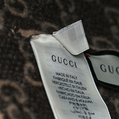 Gucci Wool GG Monogram Fog Tricot Beanie Hat M Beige Dark Brown 6 of 9