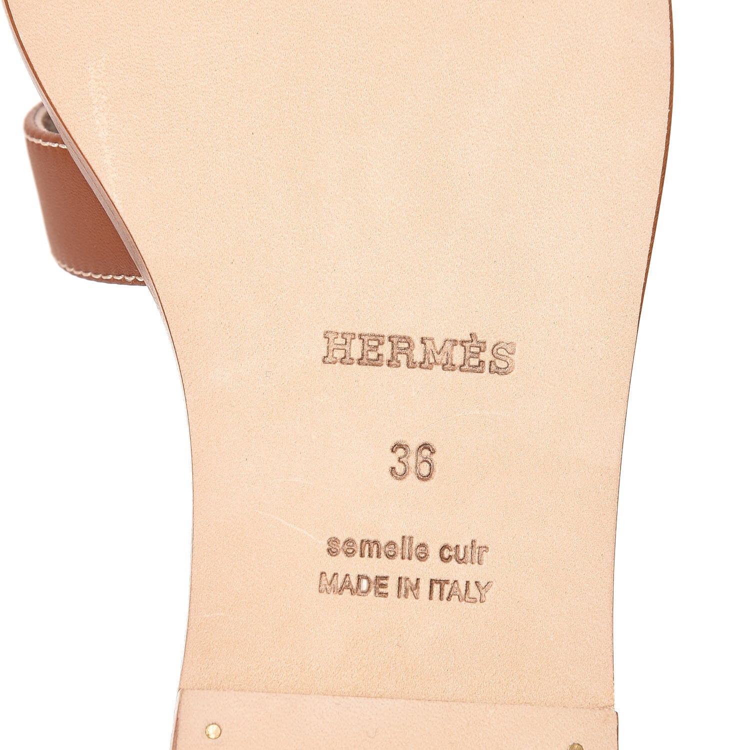Hermes Box Calfskin Oran Sandals 36 Gold 6 of 10