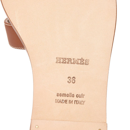 Hermes Box Calfskin Oran Sandals 36 Gold 6 of 10