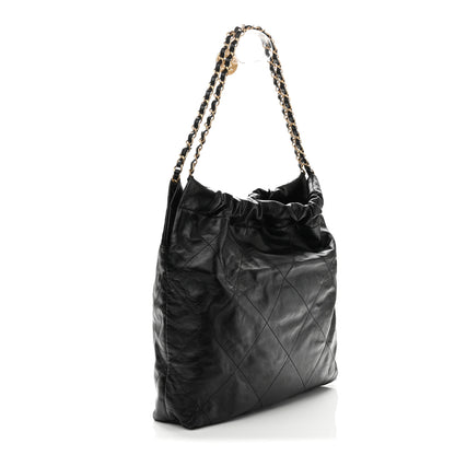 Chanel Shiny Calfskin Double Pocket Quilted Chanel 22 Black 3 of 11