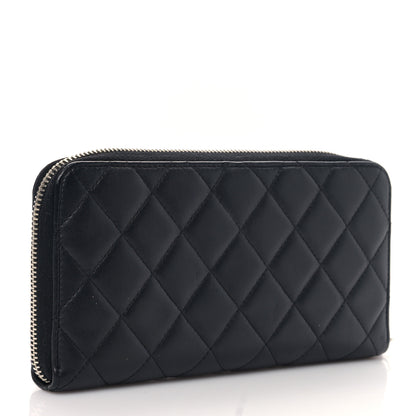 Chanel Lambskin Quilted Large Gusset Zip Around Wallet Black 3 of 10