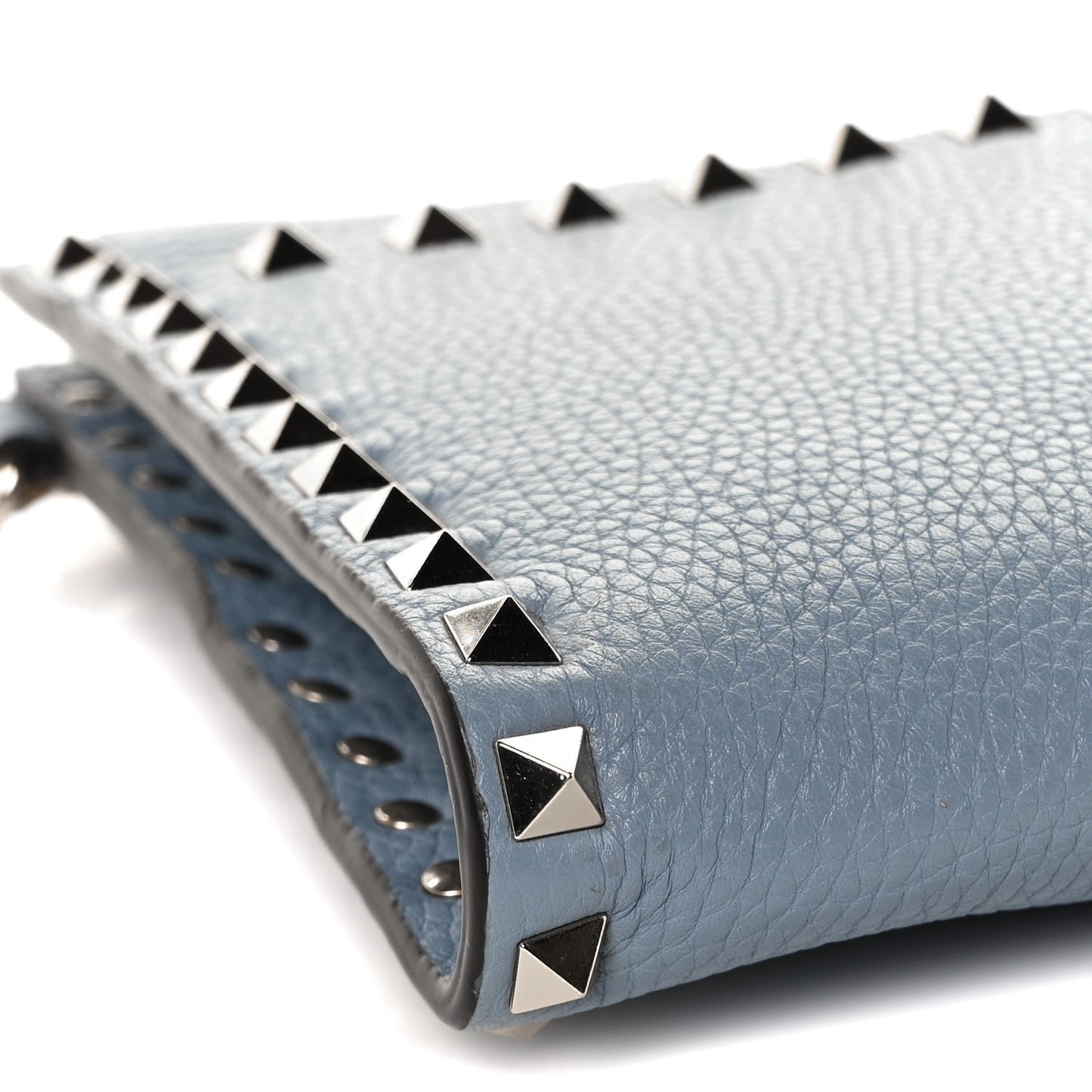 Calfskin Rockstud Wristlet Clutch Blue