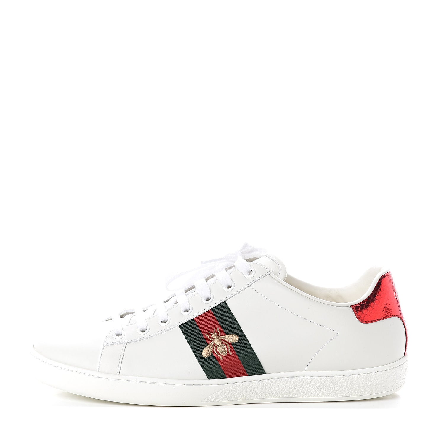 Calfskin Ayers Bee Embroidered Womens Ace Sneakers 40.5 White Green