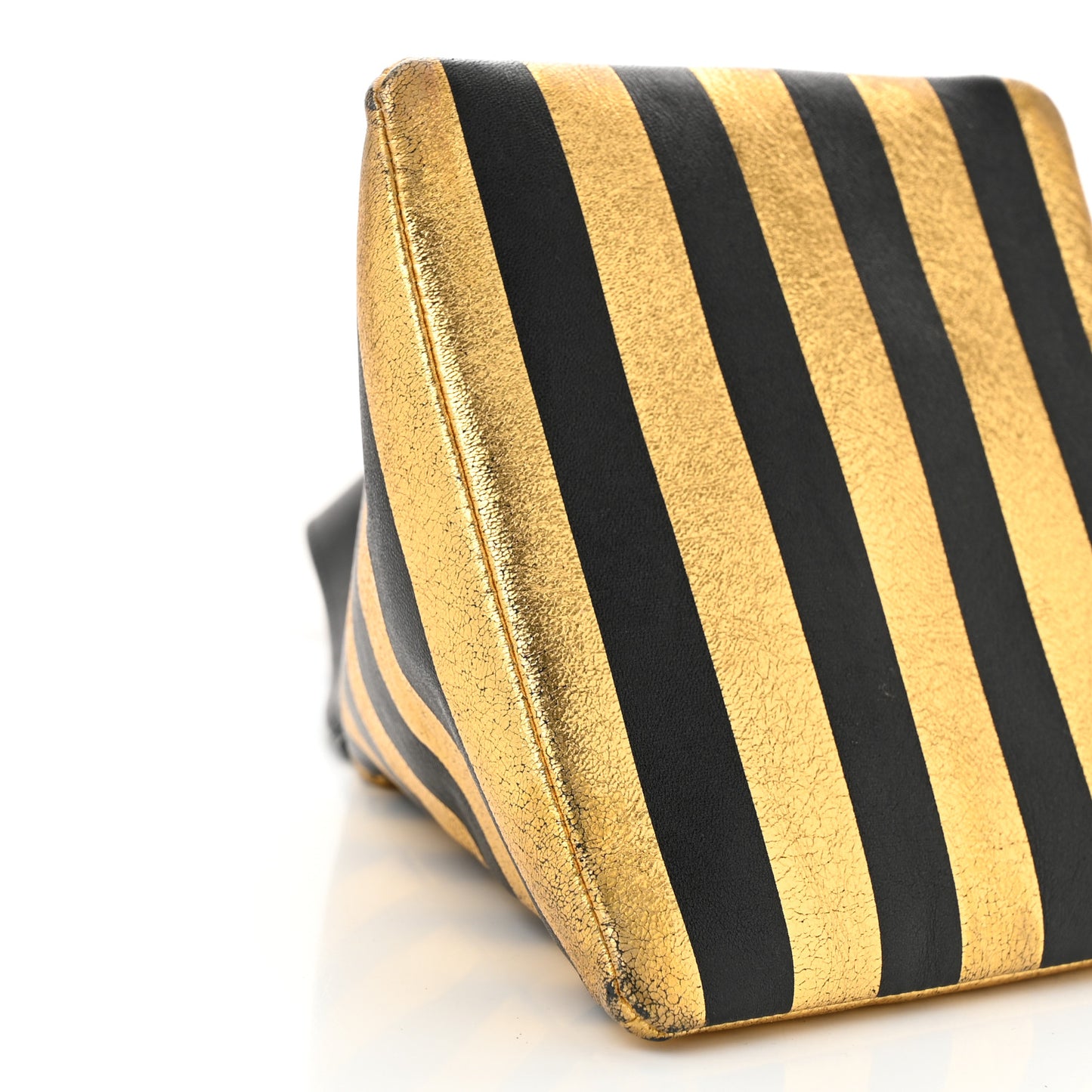 Metallic Lambskin CC Kheops Pyramid Bag Gold Black