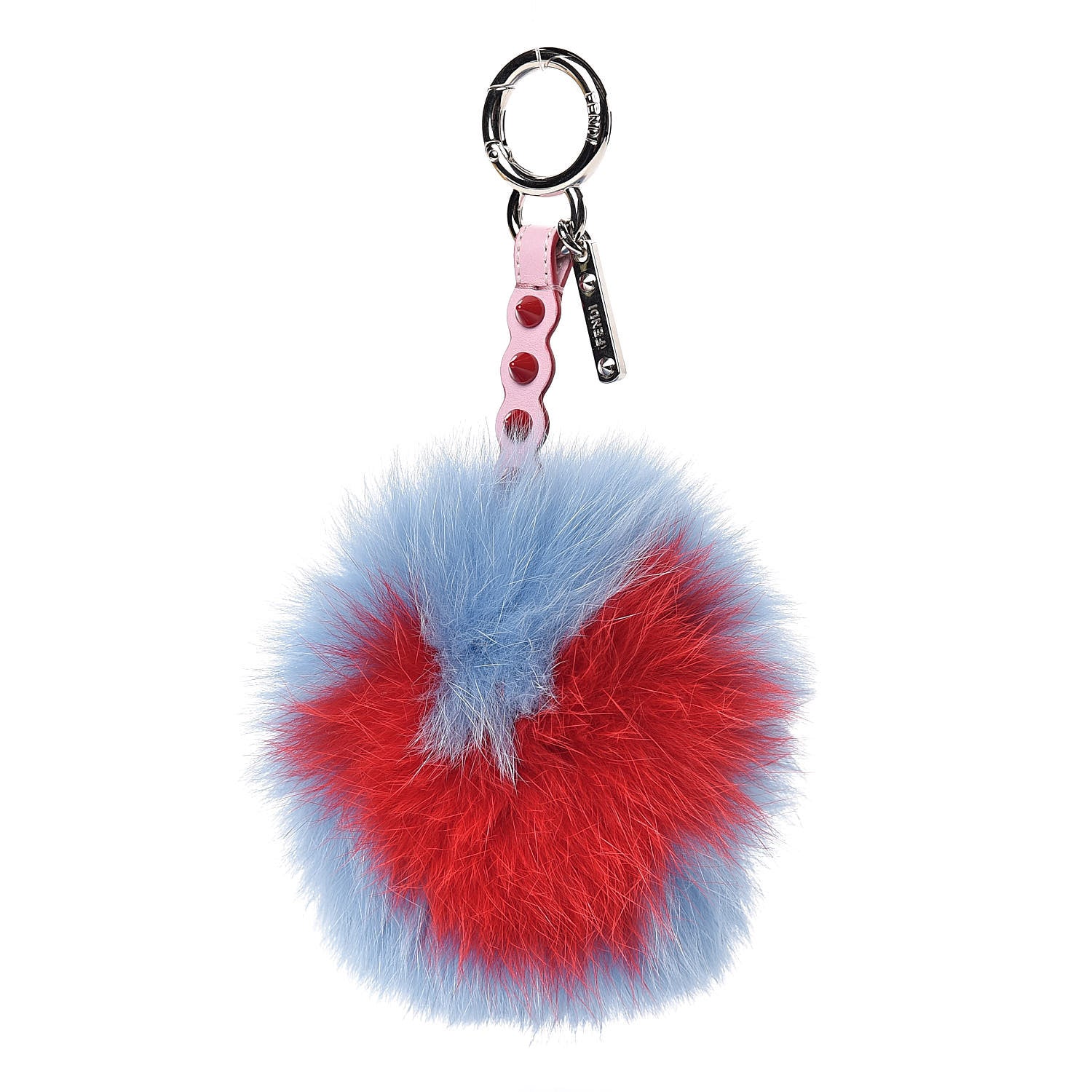 Fendi Fox Fur Vitello Dolce Heart Studded Pom Pom Bag Charm Nebula Rosso 1 of 5