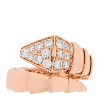 Bulgari 18K Rose Gold Diamond Serpenti Viper Ring S 1 of 4