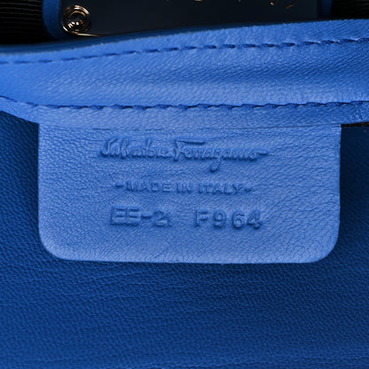Salvatore Ferragamo Lambskin Logo Embossed Bonnie Tote Turquoise 13 of 15