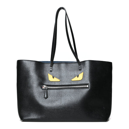Fendi Vitello Elite Cuoio Monster Buggies Medium Roll Tote Black Multicolor Blue Cobalto 1 of 17