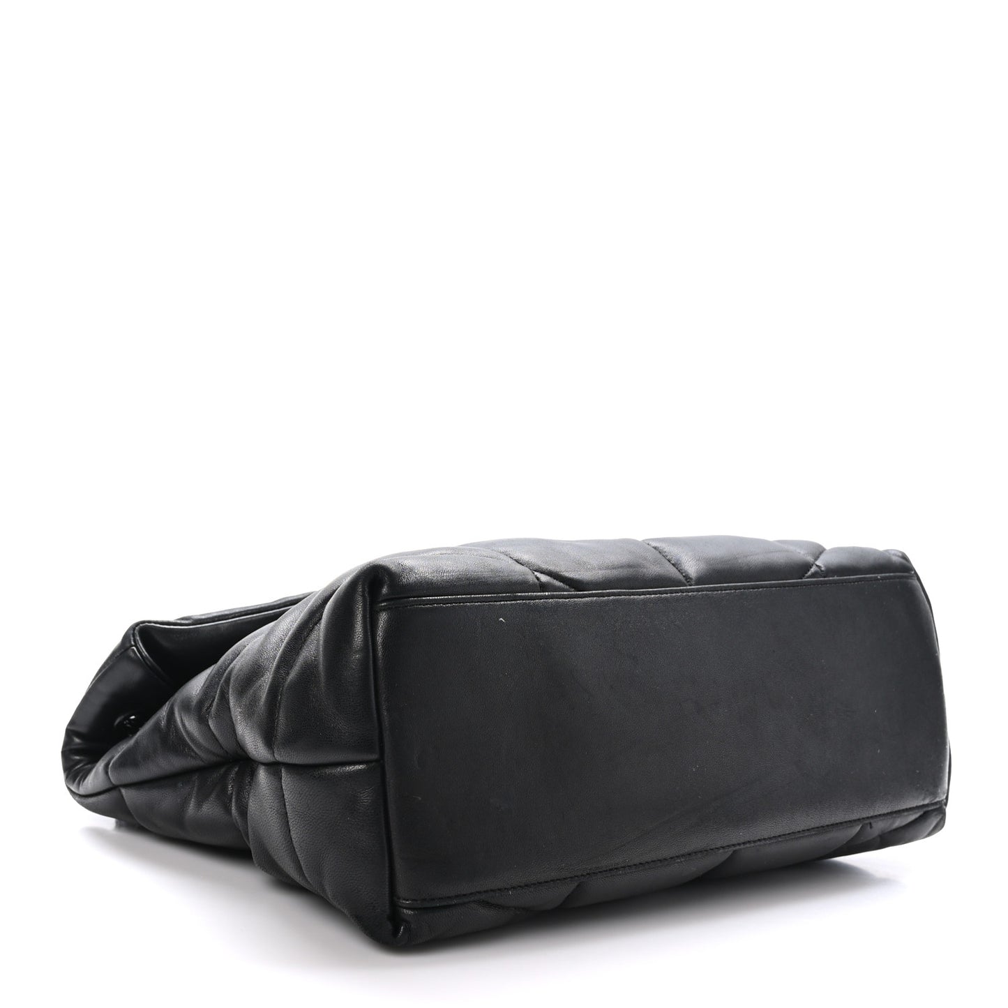 Lambskin Quilted Monogram Monochrome Medium Loulou Puffer Chain Satchel Black