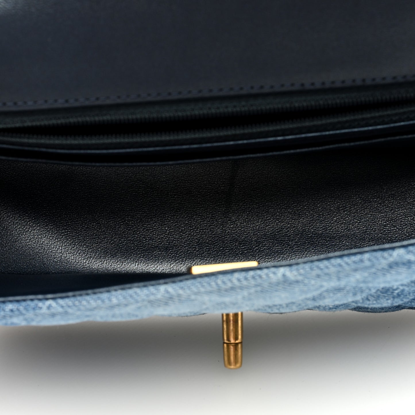 Washed Denim Quilted Mini Rectangular Flap Blue