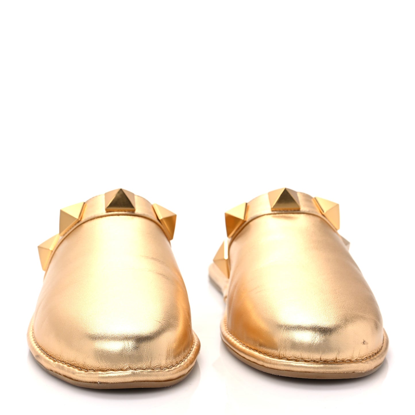 Metallic Nappa Roman Stud Slippers 38.5 Antique Brass