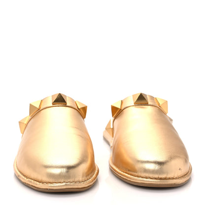 Valentino Garavani Metallic Nappa Roman Stud Slippers 38.5 Antique Brass 2 of 8