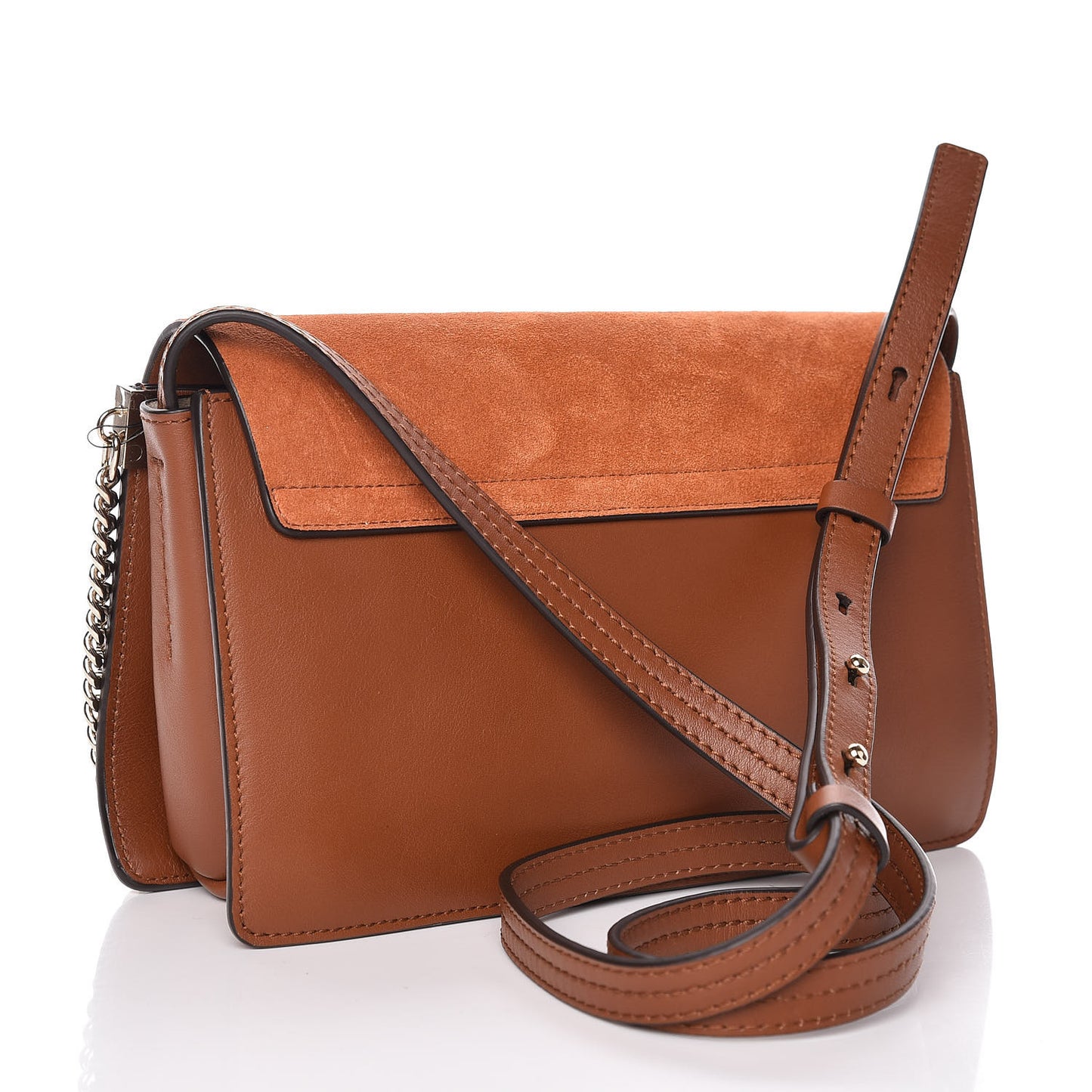 Suede Calfskin Small Faye Shoulder Bag Tobacco