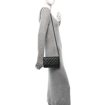 Chanel Iridescent Lambskin Quilted Wallet On Chain WOC So Black 2 of 12