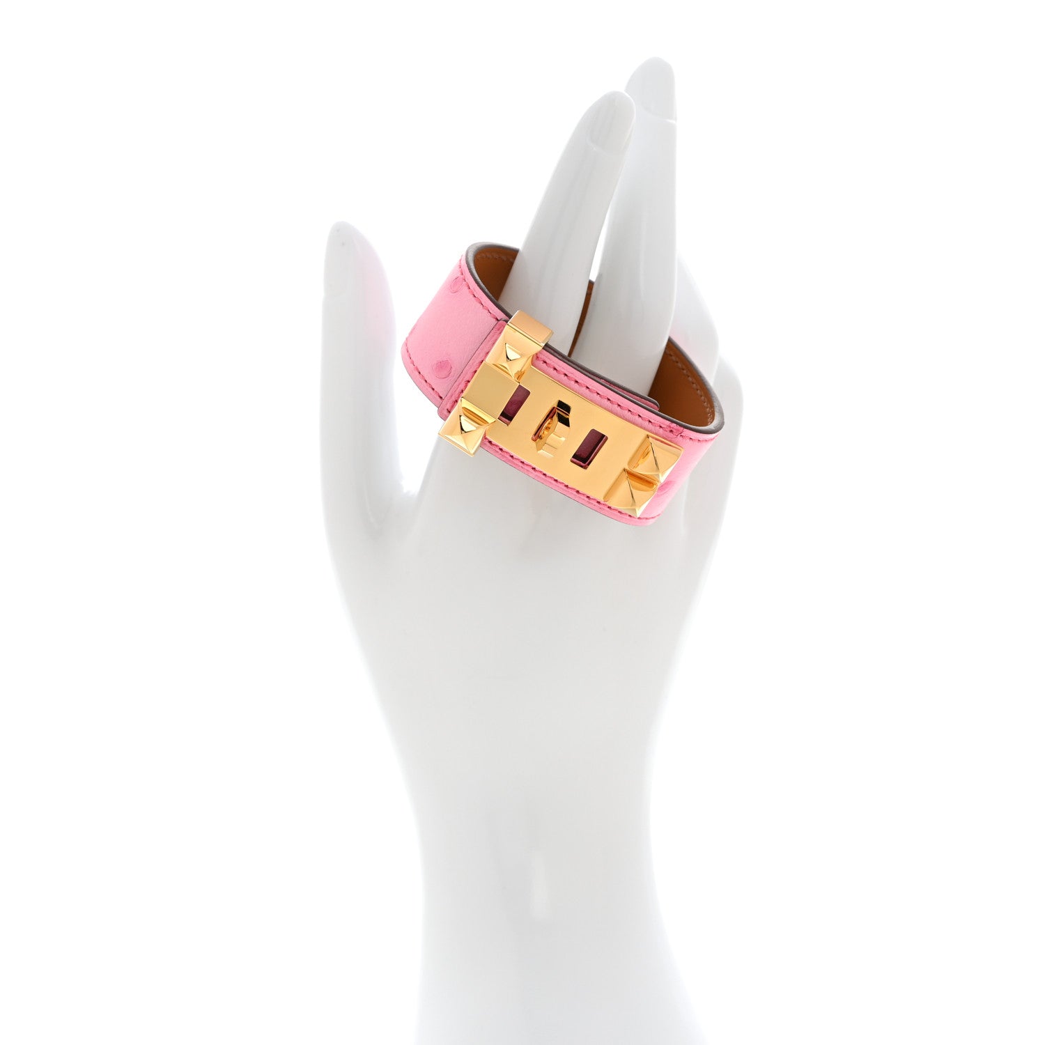 Hermes Boreal Ostrich Collier De Chien 24 CDC Bracelet T2 Rose Bubblegum 2 of 7