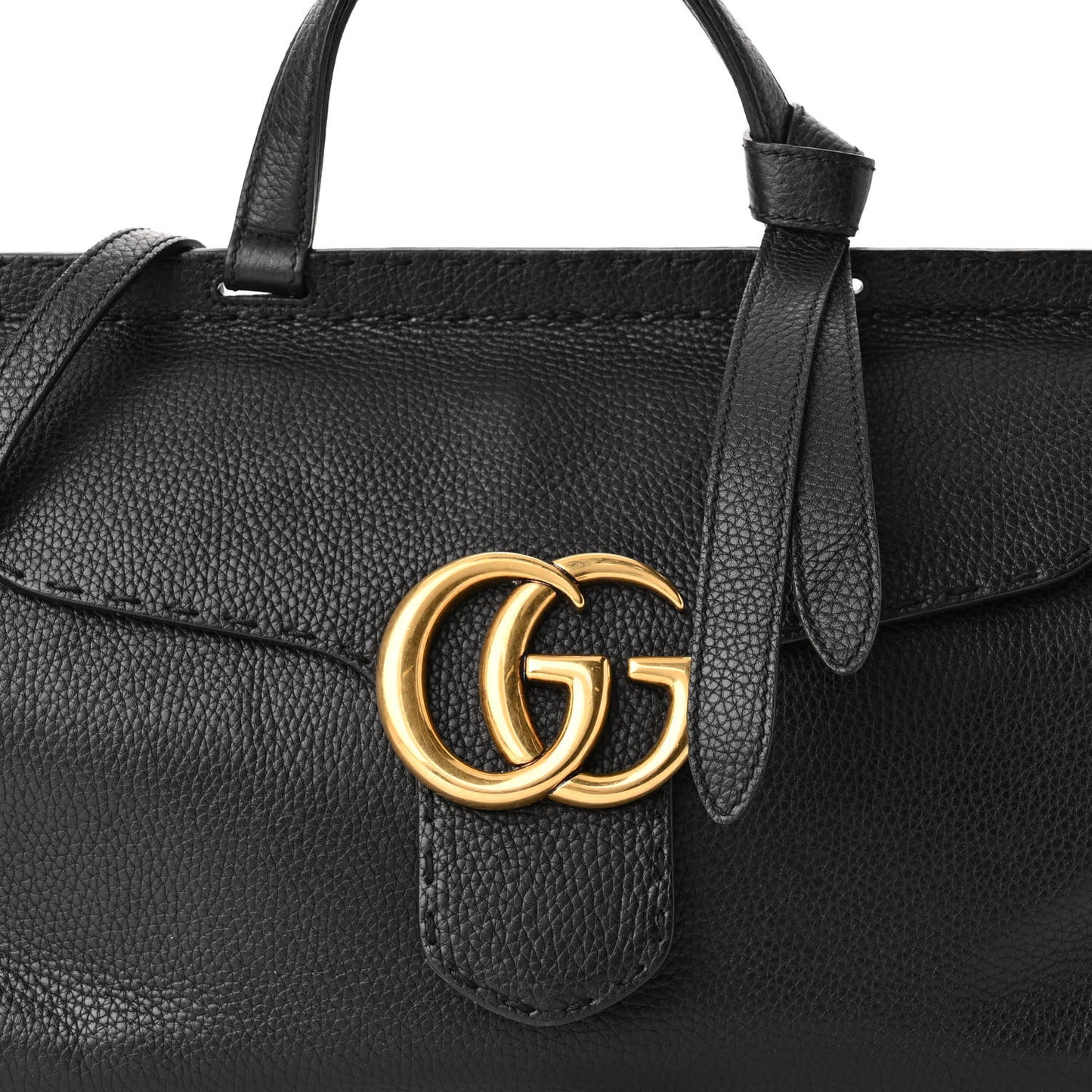 Calfskin Small GG Marmont Top Handle Bag Black