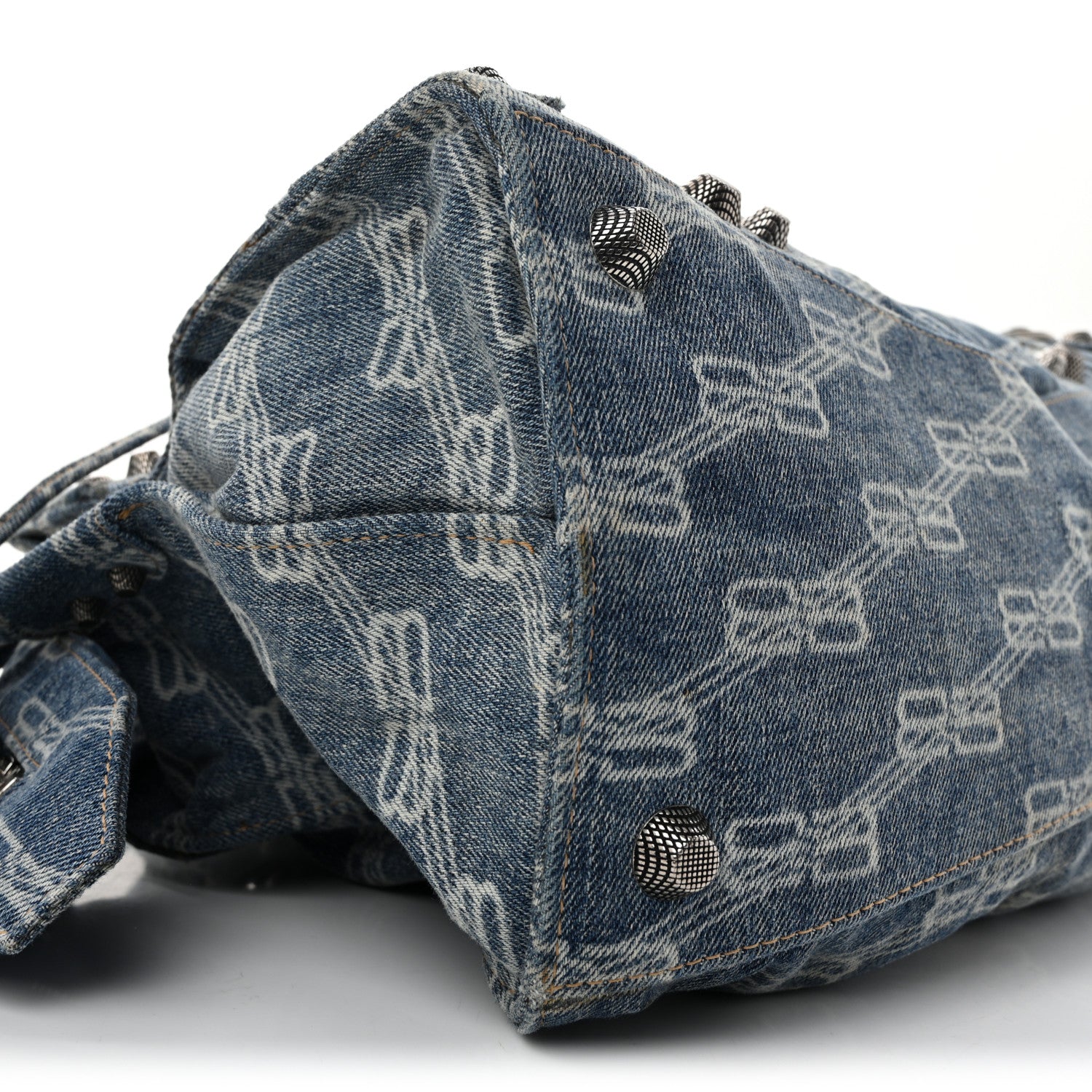 Balenciaga Denim BB Monogram Neo Cagole City Handbag Blue 11 of 17