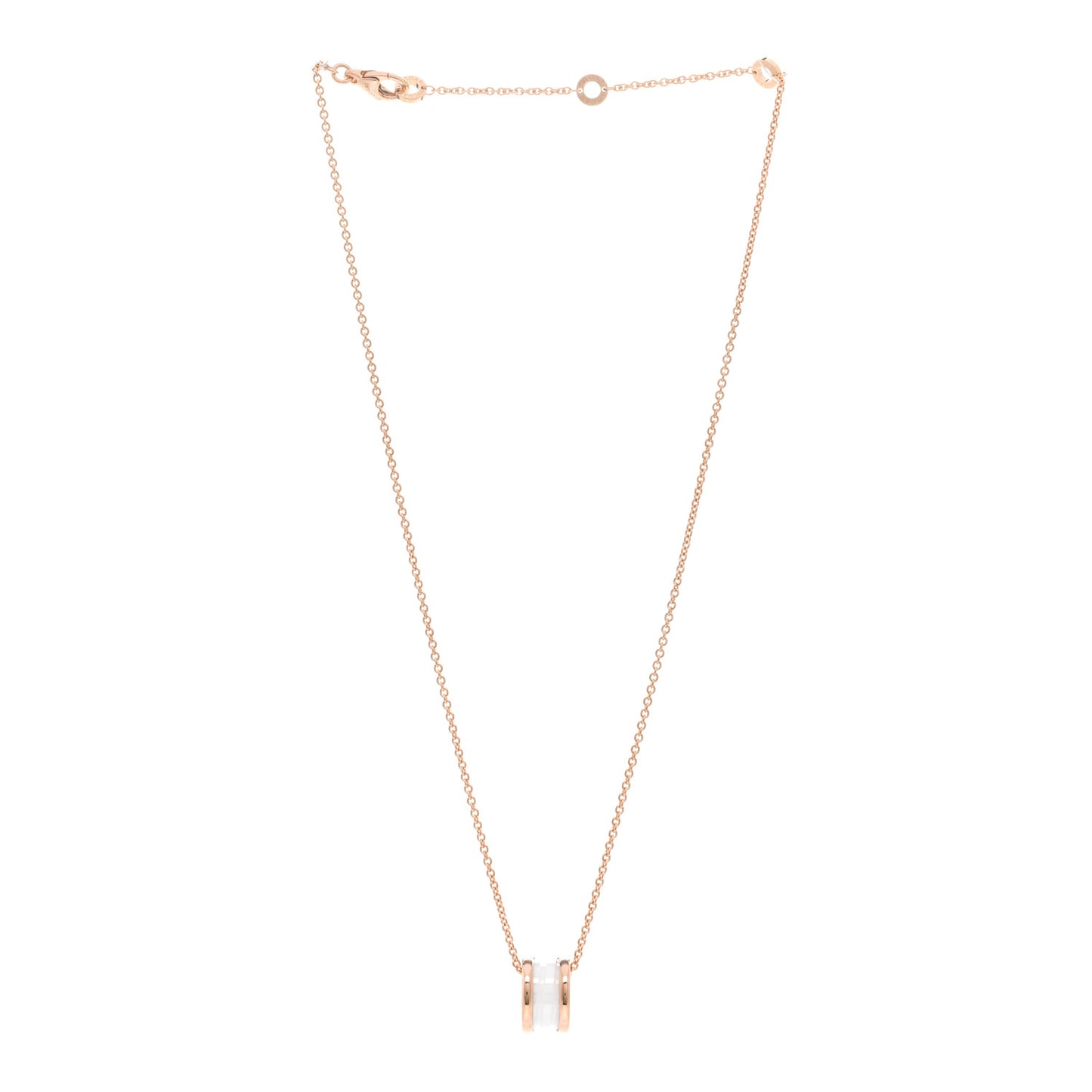 18K Rose Gold White Ceramic B.Zero1 Pendant Necklace