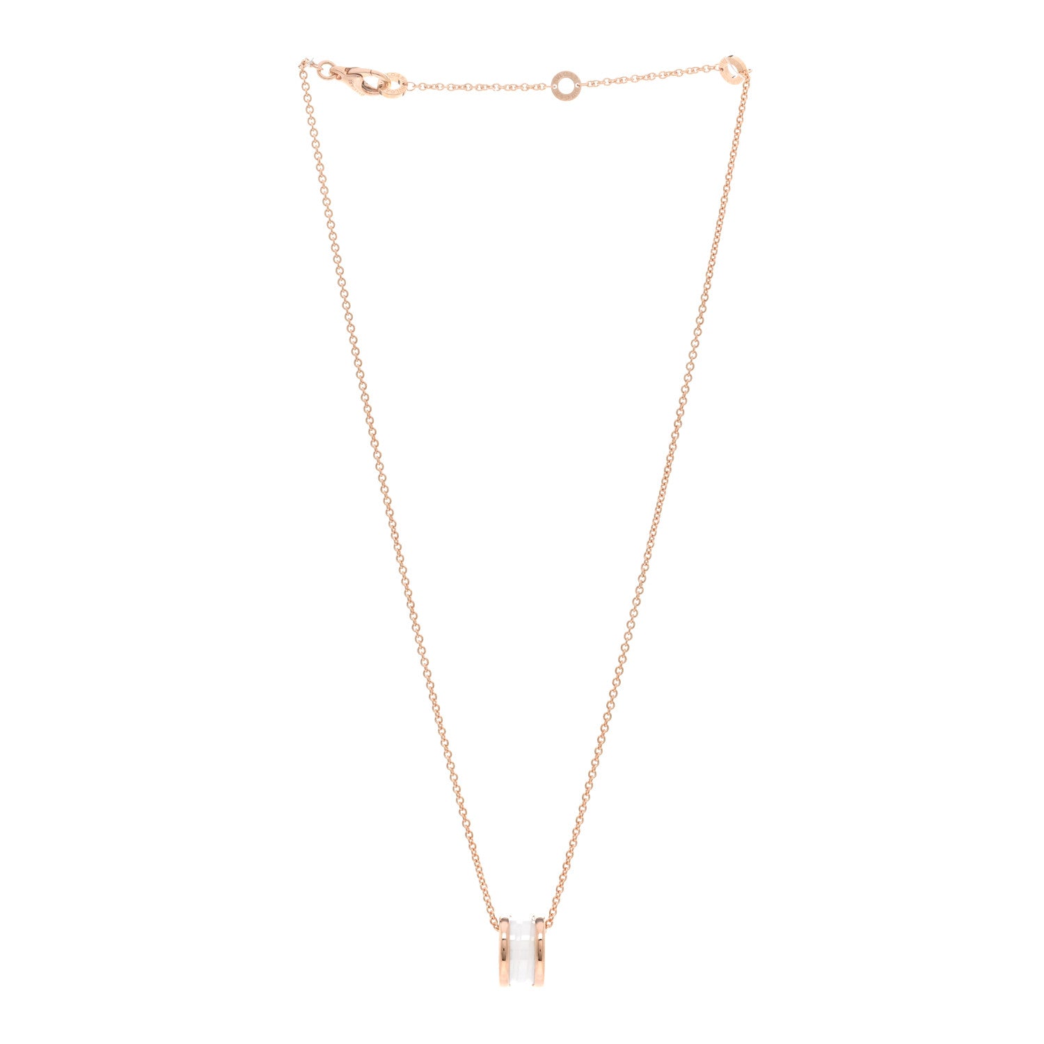 Bulgari 18K Rose Gold White Ceramic B.Zero1 Pendant Necklace 3 of 5