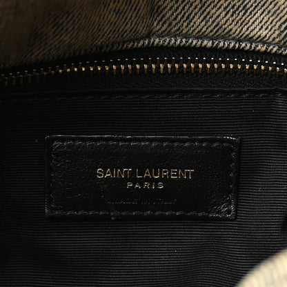 Saint Laurent Denim Quilted Medium Loulou Puffer Monogram Chain Satchel Rodeo Blue 6 of 10