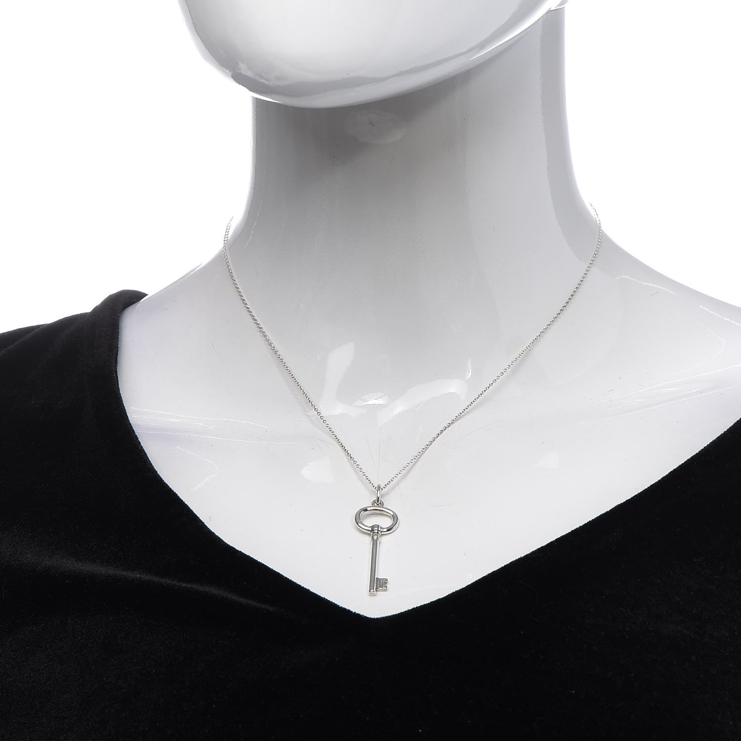 Tiffany Sterling Silver Oval Key Pendant Necklace 2 of 7