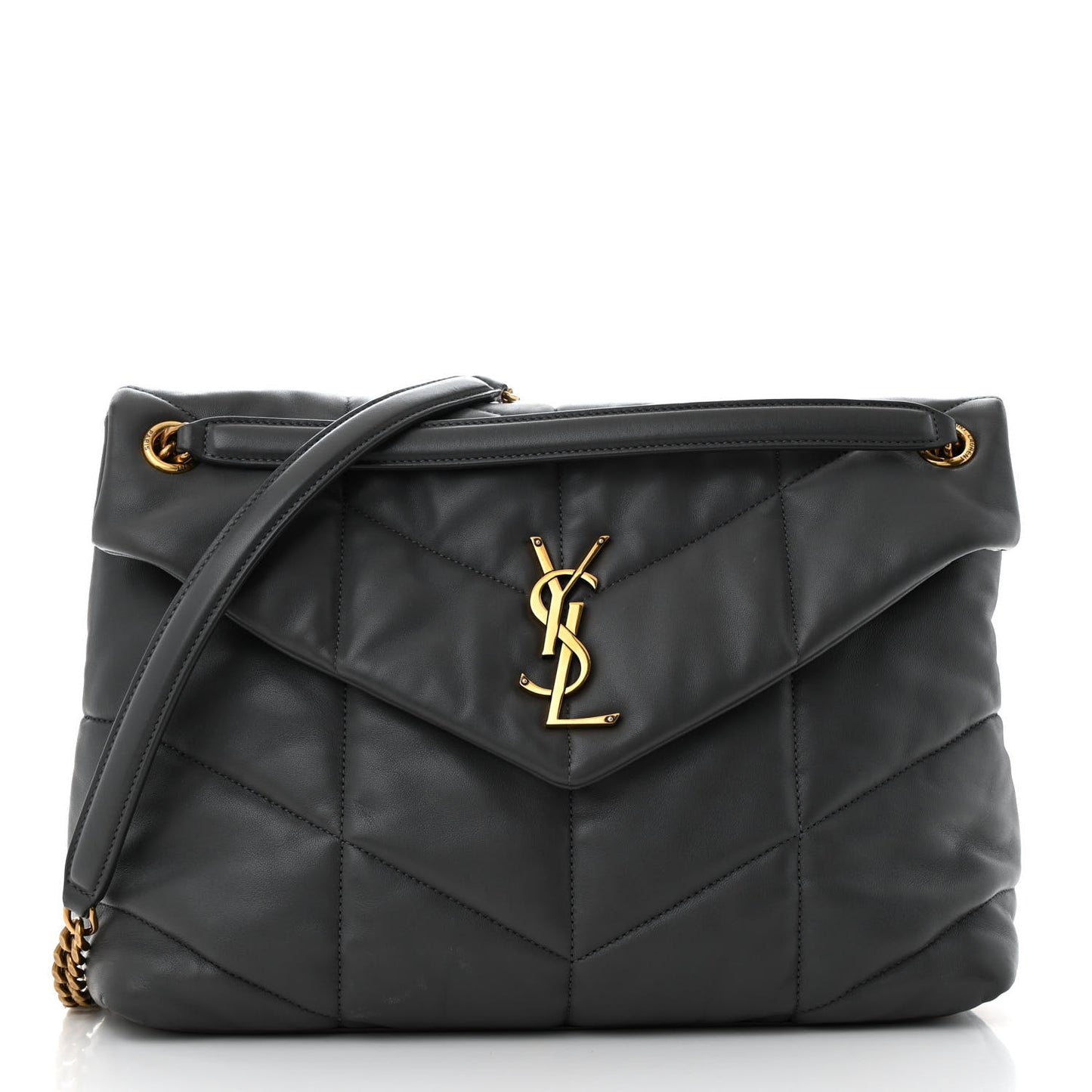 Calfskin Quilted Medium Loulou Puffer Monogram Chain Satchel Storm