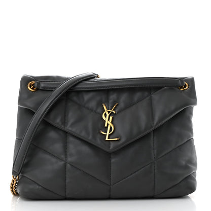 Saint Laurent Calfskin Quilted Medium Loulou Puffer Monogram Chain Satchel Storm 1 of 13