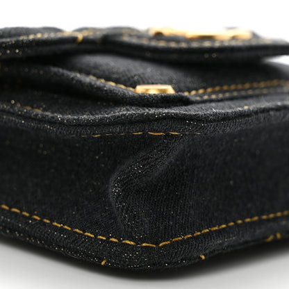 Chanel Denim Quilted Double You Card Holder On Chain Blue 9 of 10