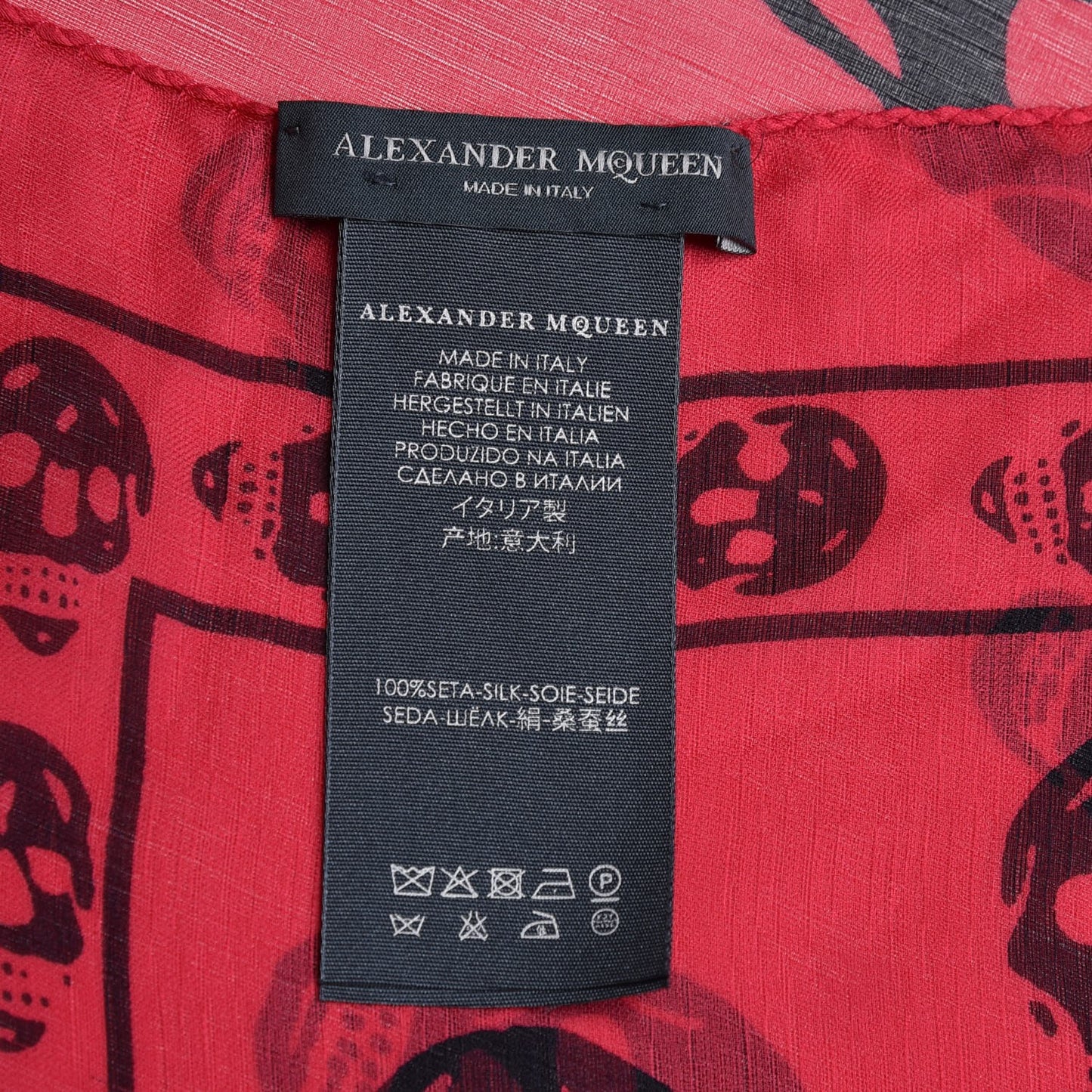 Silk Chiffon Skull Scarf Pink Black