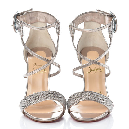 Christian Louboutin Glitter Mesh Choca Lux 100 Sandals 35 Silver 2 of 9