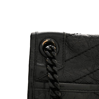 Saint Laurent Crinkled Calfskin Matelasse Monogram Medium Niki Chain Satchel Black 12 of 14