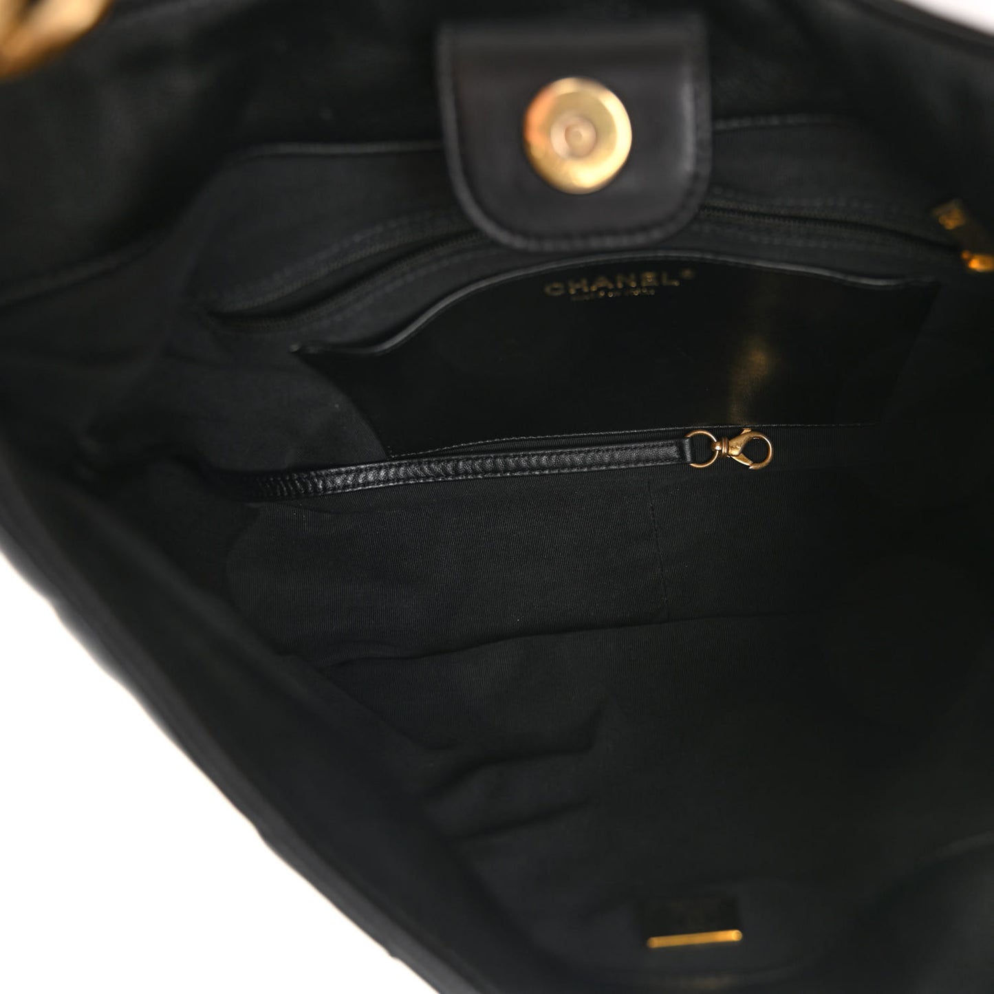 Lambskin Quilted Large CC Funky Town Hobo Black