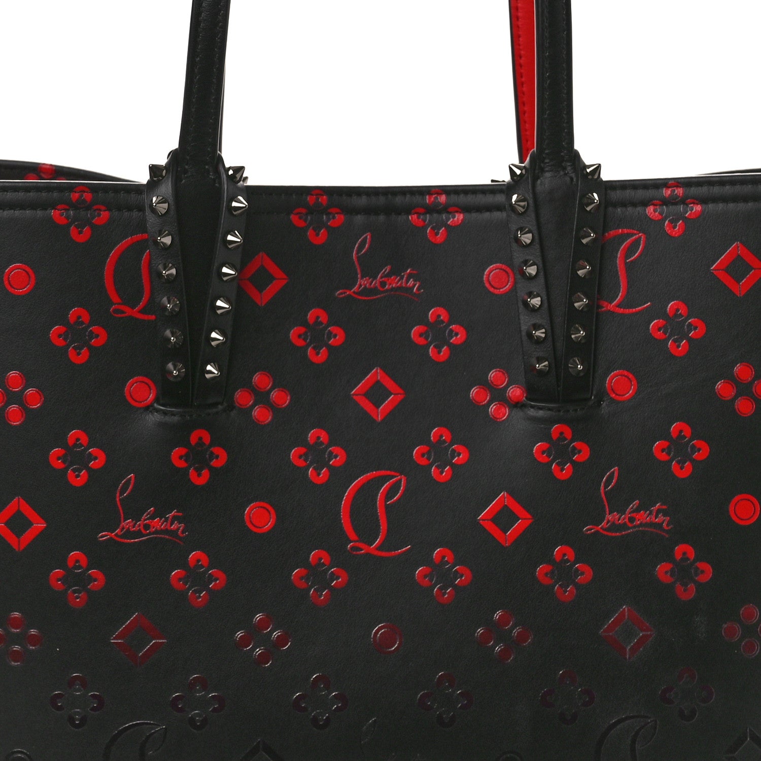Christian Louboutin Perforated Calfskin Degrade Loubinthesky East West Cabata Tote Black Red 8 of 13
