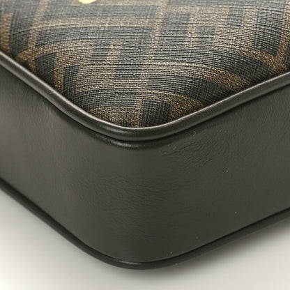 Fendi Shiny Glazed Fabric Vitello Cover FF 1974 Logo Medium Camera Case Tobacco Moro Giallo Ebano 8 of 9