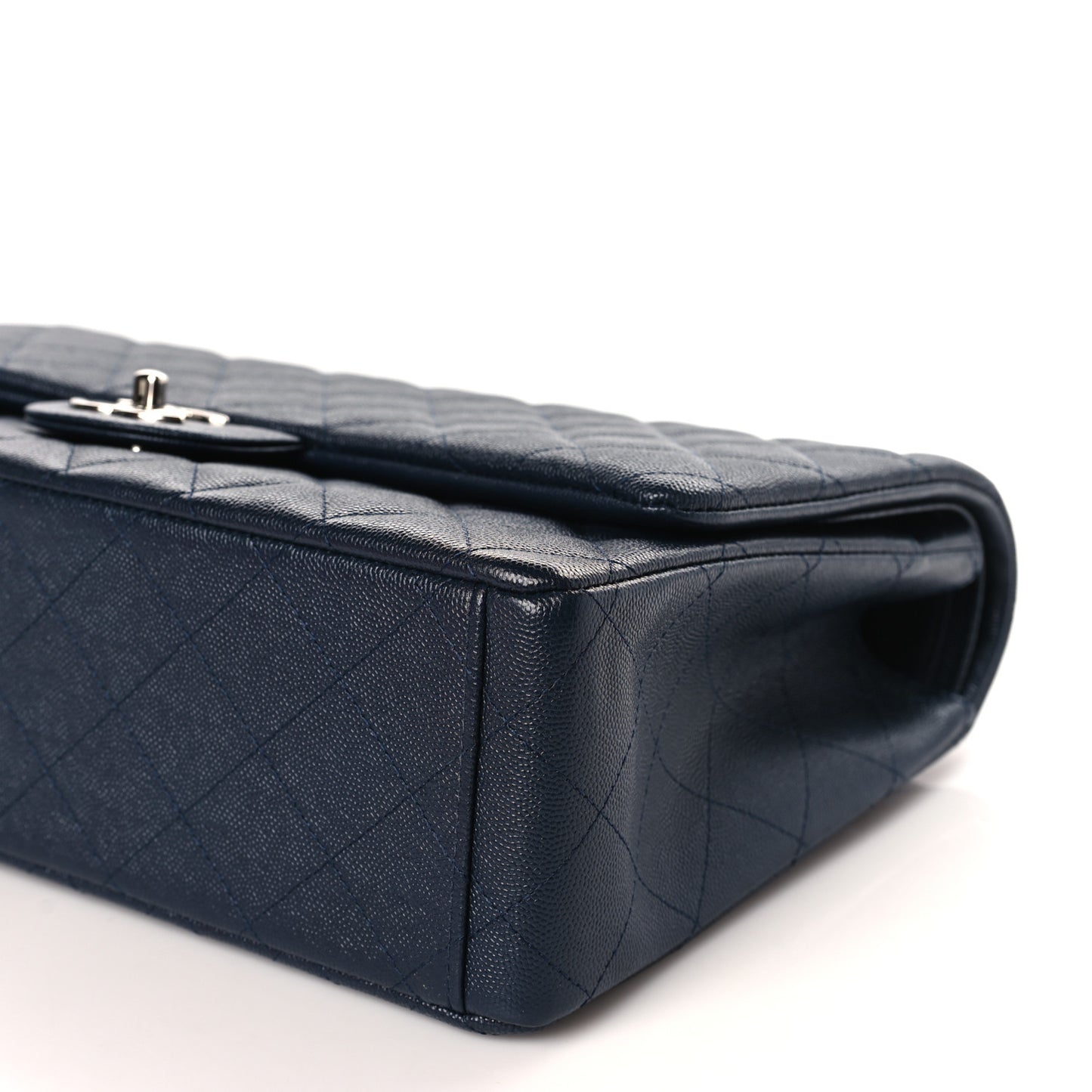Caviar Quilted Maxi Double Flap Navy Blue