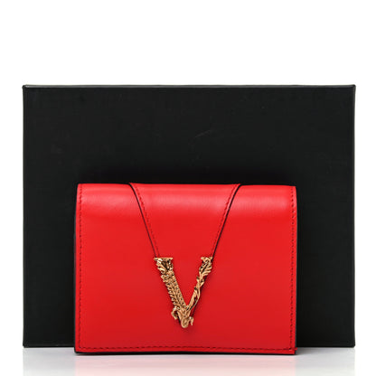 Versace Calfskin Virtus Bifold Wallet Red 7 of 7