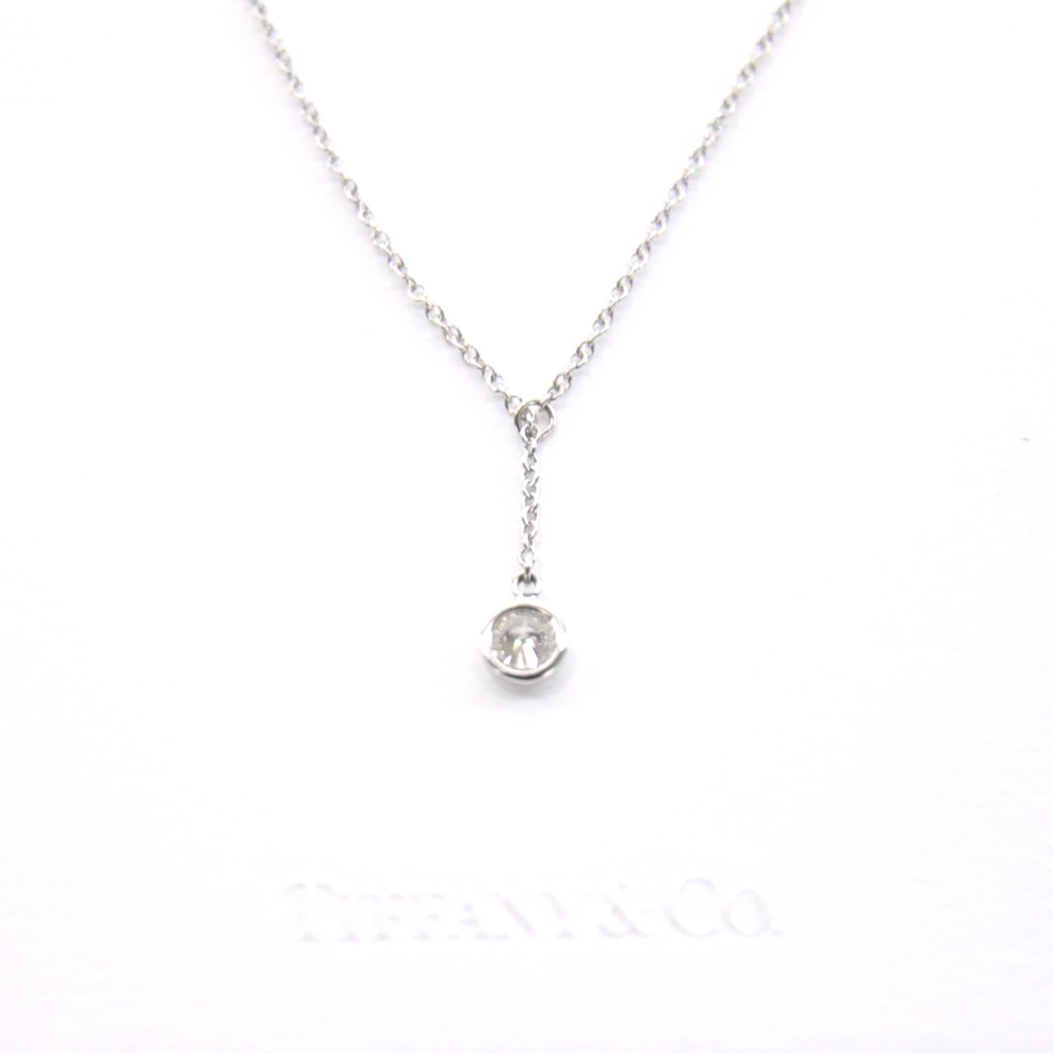 Tiffany Platinum Diamond .20ct Elsa Peretti Diamonds by the Yard Lariat Necklace 1 of 13