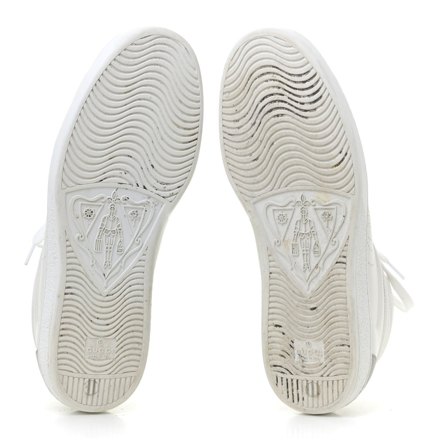 Calfskin Interlocking G Perforated Mens Ace High Top Sneakers 10 White Great White Grey Sky