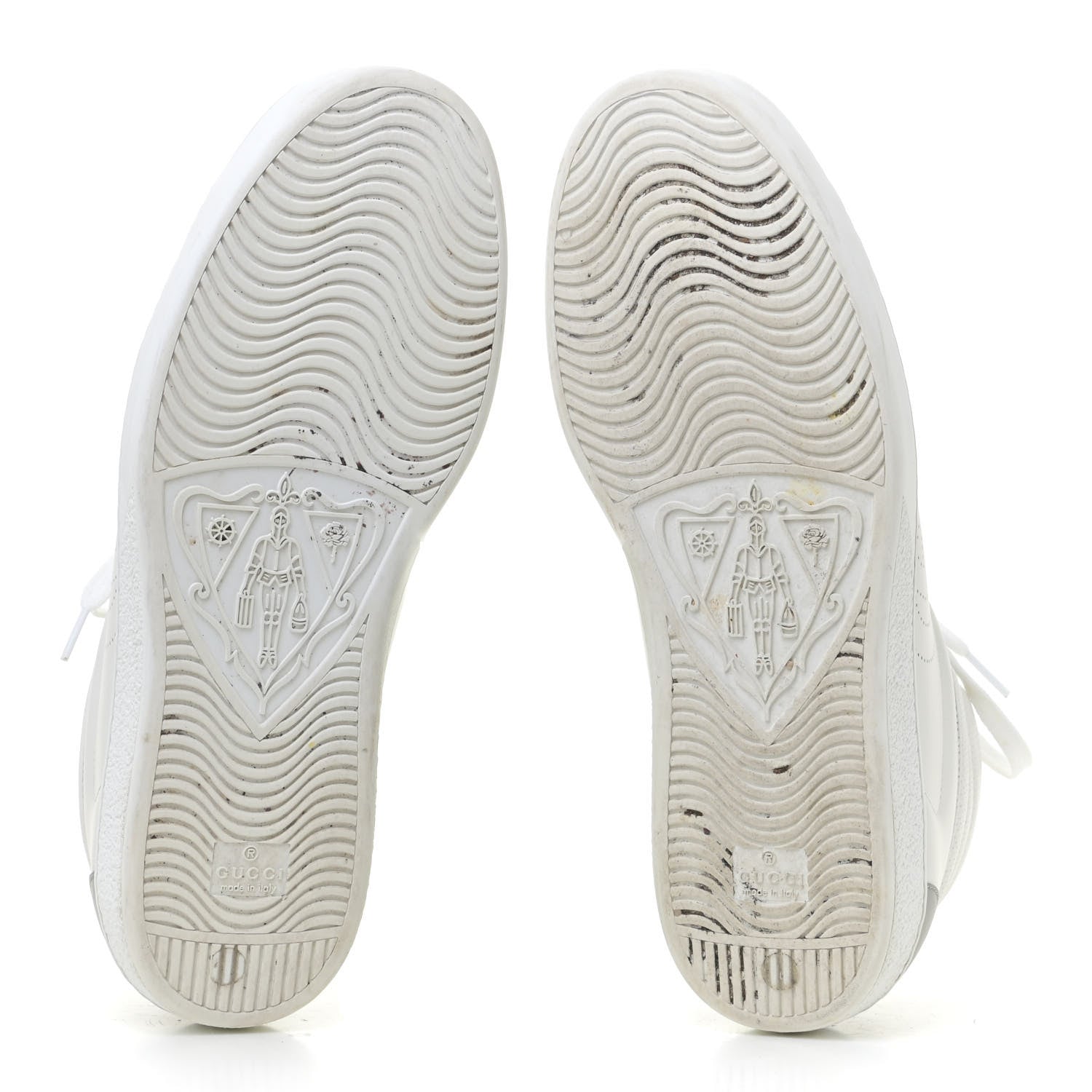 Gucci Calfskin Interlocking G Perforated Mens Ace High Top Sneakers 10 White Great White Grey Sky 5 of 15
